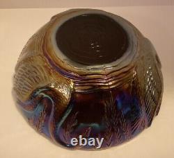 Very Rare Le Smith Tiara Carnival Glass Swan Serenade Iridescent Bowl 10 Across