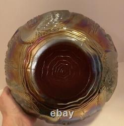 Very Rare Le Smith Tiara Carnival Glass Swan Serenade Iridescent Bowl 10 Across