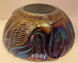 Very Rare Le Smith Tiara Carnival Glass Swan Serenade Iridescent Bowl 10 Across