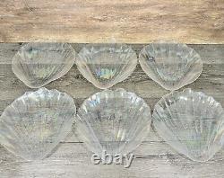 Vintage 1960's Kamei Craft Japan Carnival Iridescent Glass 11Shell Plate 6 Pc