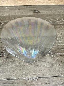 Vintage 1960's Kamei Craft Japan Carnival Iridescent Glass 11Shell Plate 6 Pc