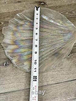 Vintage 1960's Kamei Craft Japan Carnival Iridescent Glass 11Shell Plate 6 Pc