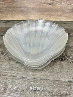 Vintage 1960's Kamei Craft Japan Carnival Iridescent Glass 11Shell Plate 6 Pc