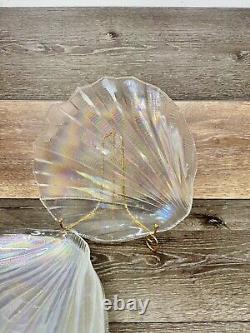 Vintage 1960's Kamei Craft Japan Carnival Iridescent Glass 11Shell Plate 6 Pc