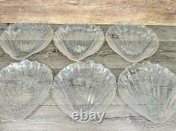 Vintage 1960's Kamei Craft Japan Carnival Iridescent Glass 11Shell Plate 6 Pc