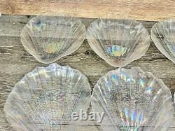 Vintage 1960's Kamei Craft Japan Carnival Iridescent Glass 11Shell Plate 6 Pc