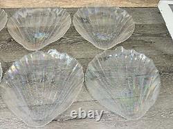 Vintage 1960's Kamei Craft Japan Carnival Iridescent Glass 11Shell Plate 6 Pc