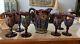 Vintage 1974 Indiana Glass Iridescent Amethyst Pitcher with 6 Goblets