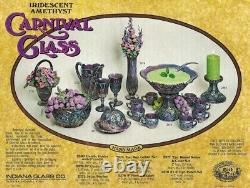 Vintage 1974 Indiana Glass Iridescent Amethyst Pitcher with 6 Goblets