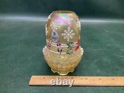 Vintage 1997 FENTON Iridescent Carnival Glass Fairy Lamp Light Christmas Ltd Ed