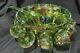 Vintage 26 Pc Iridescent Lime Carnival Glass Princess Punch Bowl Set By Indiana