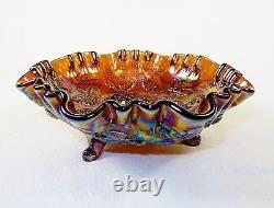 Vintage 3 Footed Glass Bowl, Imperial Lustre Rose Pattern, Iridescent Amethyst