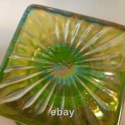 Vintage 6.25 Westmoreland Green Iridescent Carnival Glass Fairy Lamp Light