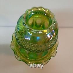 Vintage 6.25 Westmoreland Green Iridescent Carnival Glass Fairy Lamp Light