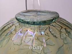 Vintage Aqua Opalescent Northwood Carnival Glass Peacocks on the Fence Bowl