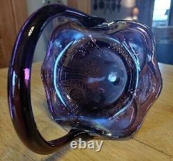 Vintage Blue Carnival Glass, Iridescent Amethyst Glass Serve ware-Many pieces