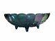 Vintage Blue Carnival Glass Iridescent Finish Large Footed Oval Fruit Bowl