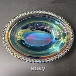 Vintage Blue Carnival Glass Iridescent Hen On Nest FREE Shipping