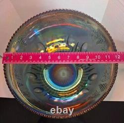 Vintage Blue Carnival Glass Princess Punch Bowl Set Indiana Glass Iridescent