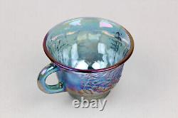 Vintage Blue Carnival Glass Princess Punch Bowl Set Indiana Glass Iridescent