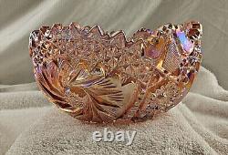 Vintage Carnival Glass Bowl Iridescent Pink Comet in the Stars Saw Tooth Smith