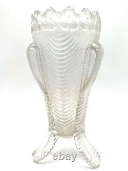 Vintage Carnival Glass Clear Iridescent Vase