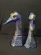 Vintage Carnival Glass Duck Bust Bookends Opalescent/Iridescent Finish RARE