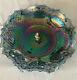 Vintage Carnival Iridescent Electric Glass Bowl Brass Acorn Center 10