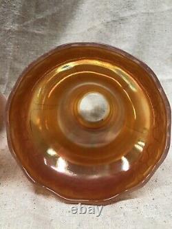 Vintage Carnival Iridescent Orange Glass Amber Lamp Shade Globe 2-1/4 Set Of 4