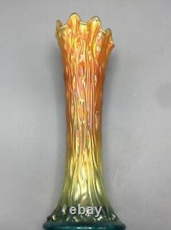 Vintage Carnival Magnificent Northwood Aqua Opalescent Tree Trunk Vase Wow