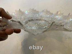 Vintage Clear Iridescent Opalescent Dugan Glass Roundup Pattern Panel EUC