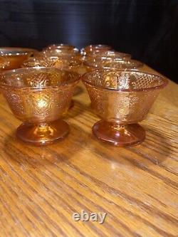 Vintage Depression Era Iridescent Marigold Carnival Glass Tea Sherbet Lot Of 33