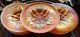 Vintage Dugan 4 Flowers Carnival Glass Plates Peach Opalescent 4 total