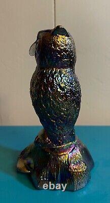 Vintage Elegant Rare Fenton Carnival Iridescent Amethyst Glass Owl Figurine