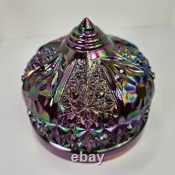 Vintage FENTON Carnival Iridescent Purple Amethyst Daisy and Button Glass Lamp