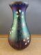 Vintage Favrile Rainbow Metallic Iridescent Carnival Enamel Flower Glass Vase 6