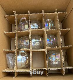 Vintage Federal Glass Iridescent Thumbprint Punch Bowl 8 cups MINT Original Box