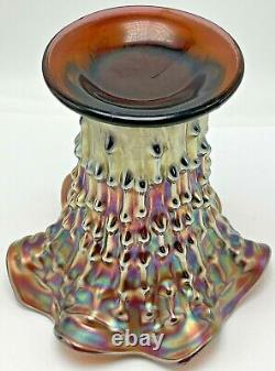 Vintage Fenton April Showers Amethyst Carnival Iridescent Glass Vase Ruffled Rim
