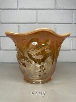 Vintage Fenton Atlantis Carnival Glass Vase Underwater Koi Fish Iridescent