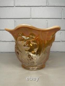 Vintage Fenton Atlantis Carnival Glass Vase Underwater Koi Fish Iridescent