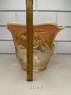 Vintage Fenton Atlantis Carnival Glass Vase Underwater Koi Fish Iridescent