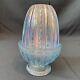 Vintage Fenton Blue Aqua Iridescent Tulip Fairy Lamp Carnival Glass 1990s