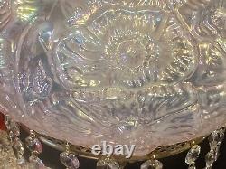 Vintage Fenton CARNIVAL IRIDESCENT GLASS Champagne Poppy Lamp(1-2)