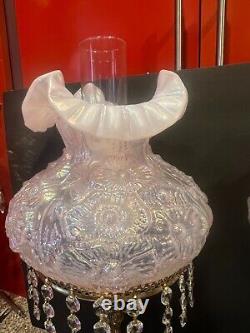 Vintage Fenton CARNIVAL IRIDESCENT GLASS Champagne Poppy Lamp(1-2)