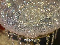 Vintage Fenton CARNIVAL IRIDESCENT GLASS Champagne Poppy Lamp(1-2)