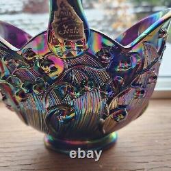 Vintage Fenton Carnival Glass Iridescent Basket Authentic Handmade