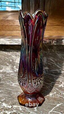 Vintage Fenton Carnival Glass Swung Vase Iridescent