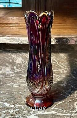 Vintage Fenton Carnival Glass Swung Vase Iridescent