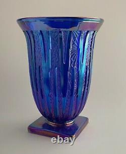 Vintage Fenton Carnival Iridescent Blue Icicle Vase The Verlys Moulds
