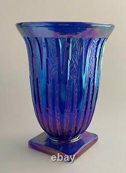 Vintage Fenton Carnival Iridescent Blue Icicle Vase The Verlys Moulds